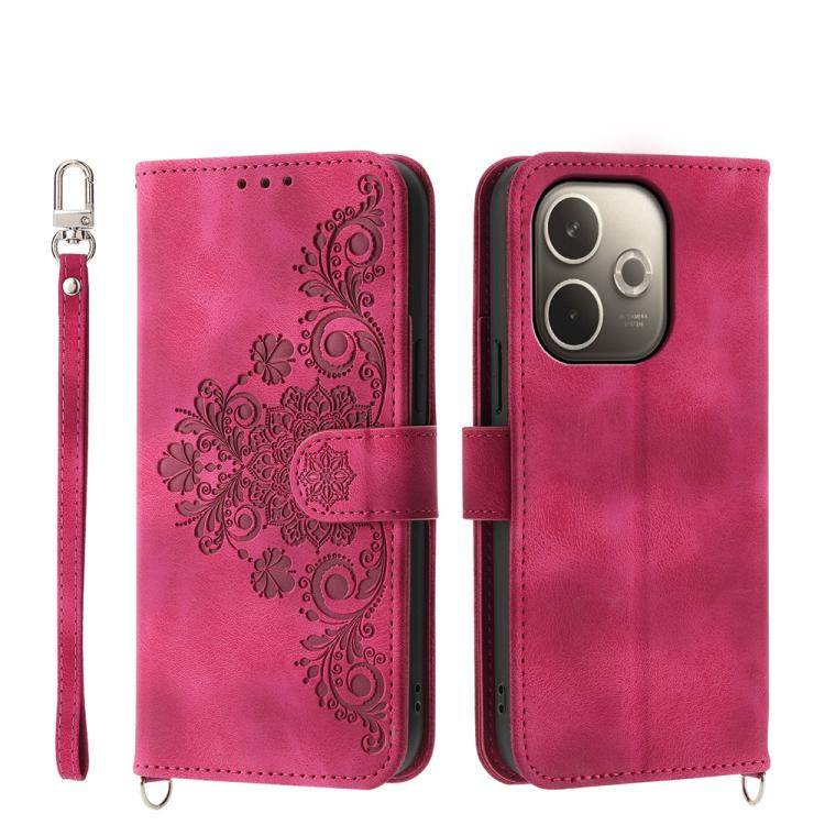 Skin Feel Flowers Embossed Wallet Leather Phone Case, For OPPO A5 PRO 5G Global, For OPPO Reno13 F 4G / 5G, For OPPO A3 4G / 5G / A3X 4G / 5G India, For OPPO Reno12 F 4G / 5G / F27 India, For OPPO A3 Pro 5G, For OPPO Reno11 F, For OPPO Reno11 Pro������...