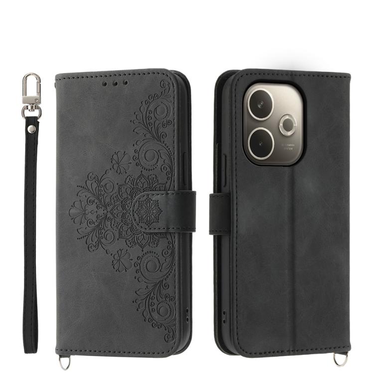 Skin Feel Flowers Embossed Wallet Leather Phone Case, For OPPO A5 PRO 5G Global, For OPPO Reno13 F 4G / 5G, For OPPO A3 4G / 5G / A3X 4G / 5G India, For OPPO Reno12 F 4G / 5G / F27 India, For OPPO A3 Pro 5G, For OPPO Reno11 F, For OPPO Reno11 Pro������...