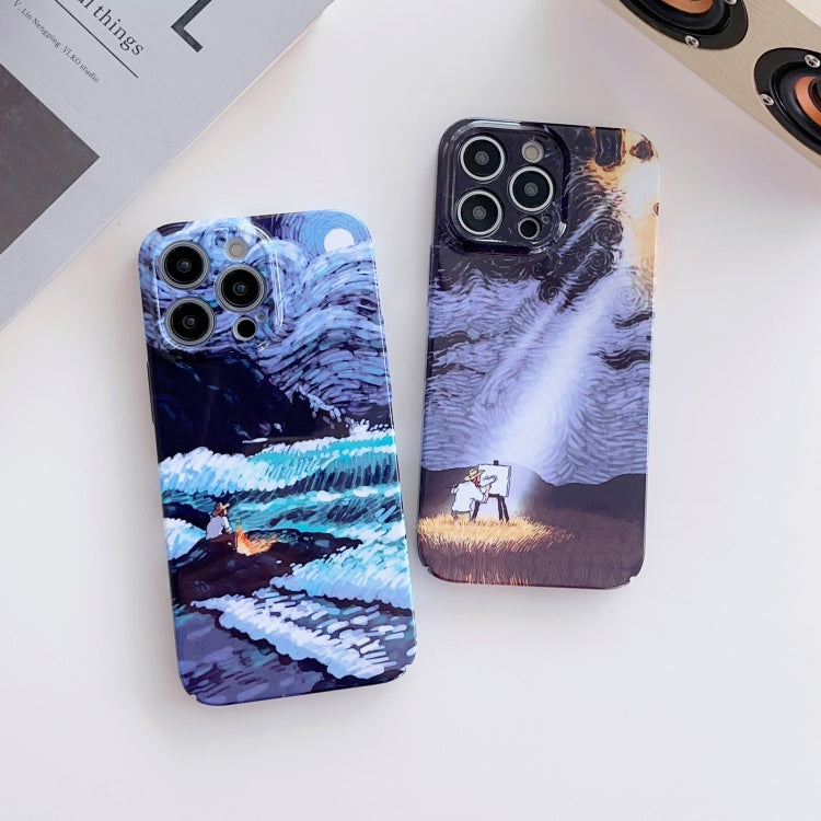 Precise Hole Oil Painting Pattern PC Phone Case, For iPhone XR