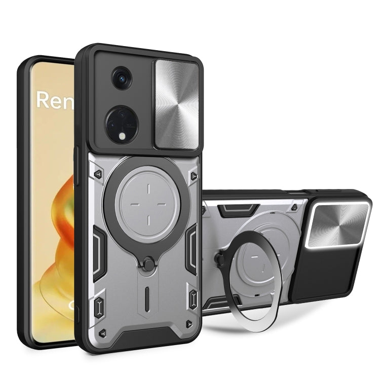 CD Texture Sliding Camshield Magnetic Holder Phone Case, For OPPO Find X8, For OPPO A3x 5G India / A3x 4G, For OPPO Reno12 F 5G Global, For OPPO A3 Pro 5G India, For OPPO Reno12 Pro 5G Global, For OPPO Reno12 5G Global, For OPPO Reno11 F 5G Global�����...
