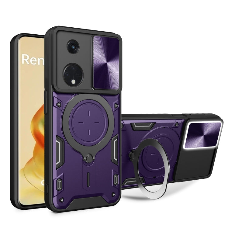 CD Texture Sliding Camshield Magnetic Holder Phone Case, For OPPO Find X8, For OPPO A3x 5G India / A3x 4G, For OPPO Reno12 F 5G Global, For OPPO A3 Pro 5G India, For OPPO Reno12 Pro 5G Global, For OPPO Reno12 5G Global, For OPPO Reno11 F 5G Global�����...