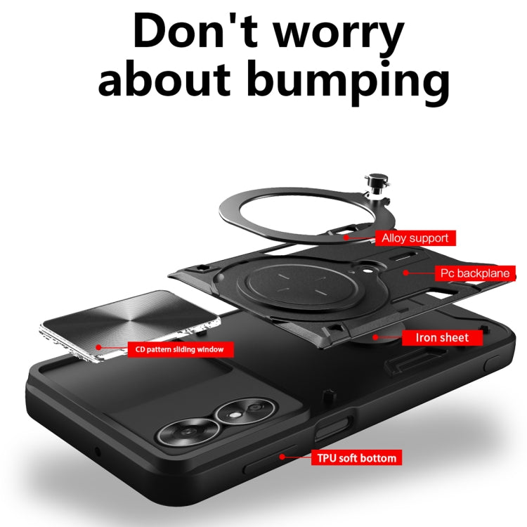 CD Texture Sliding Camshield Magnetic Holder Phone Case, For OPPO A17 4G, For OPPO Reno8 Pro 5G, For OPPO Reno8 5G, For OPPO Reno7 4G / F21 Pro 4G, For OPPO Reno7 5G, For OPPO Reno 6 4G, For OPPO A15 / A15s / A35 2021, For OPPO A53 4G������������������...