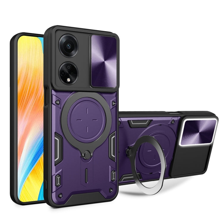 CD Texture Sliding Camshield Magnetic Holder Phone Case, For OPPO Find X8, For OPPO A3x 5G India / A3x 4G, For OPPO Reno12 F 5G Global, For OPPO A3 Pro 5G India, For OPPO Reno12 Pro 5G Global, For OPPO Reno12 5G Global, For OPPO Reno11 F 5G Global�����...