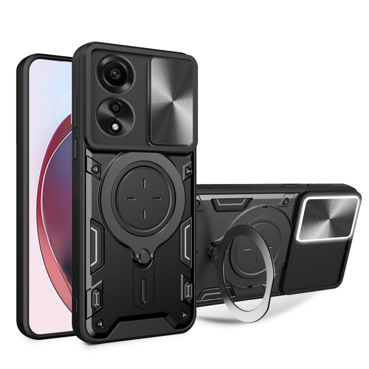 CD Texture Sliding Camshield Magnetic Holder Phone Case, For OPPO Find X8, For OPPO A3x 5G India / A3x 4G, For OPPO Reno12 F 5G Global, For OPPO A3 Pro 5G India, For OPPO Reno12 Pro 5G Global, For OPPO Reno12 5G Global, For OPPO Reno11 F 5G Global�����...