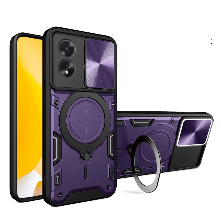 CD Texture Sliding Camshield Magnetic Holder Phone Case, For OPPO Find X8, For OPPO A3x 5G India / A3x 4G, For OPPO Reno12 F 5G Global, For OPPO A3 Pro 5G India, For OPPO Reno12 Pro 5G Global, For OPPO Reno12 5G Global, For OPPO Reno11 F 5G Global�����...