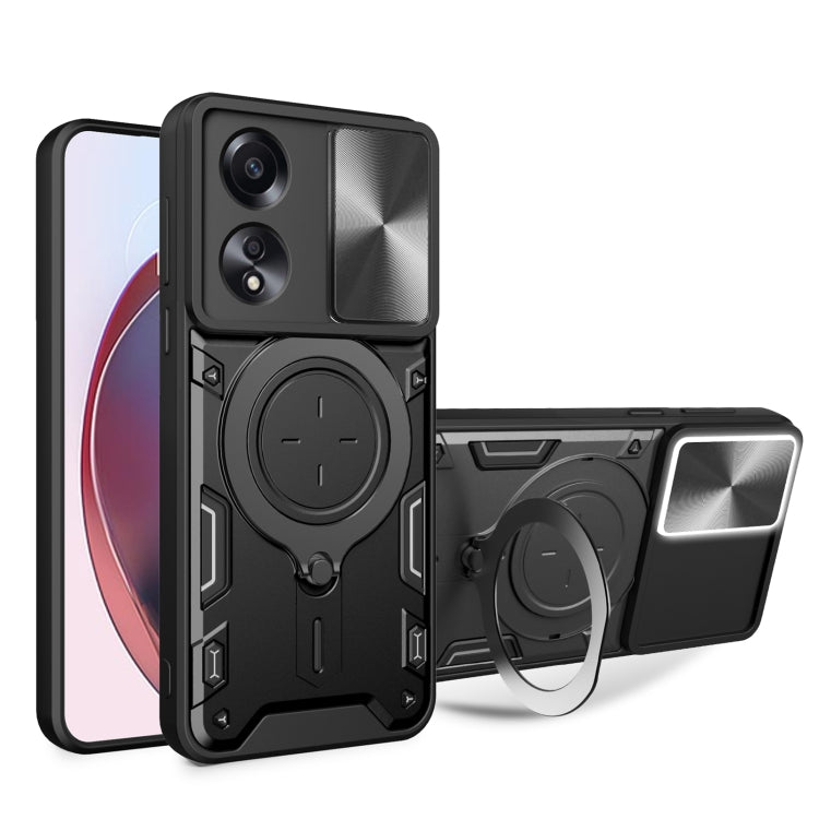 CD Texture Sliding Camshield Magnetic Holder Phone Case, For OPPO Find X8, For OPPO A3x 5G India / A3x 4G, For OPPO Reno12 F 5G Global, For OPPO A3 Pro 5G India, For OPPO Reno12 Pro 5G Global, For OPPO Reno12 5G Global, For OPPO Reno11 F 5G Global�����...