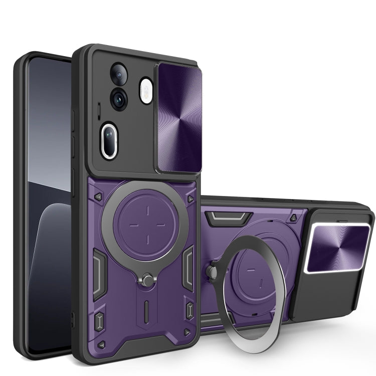 CD Texture Sliding Camshield Magnetic Holder Phone Case, For OPPO Find X8, For OPPO A3x 5G India / A3x 4G, For OPPO Reno12 F 5G Global, For OPPO A3 Pro 5G India, For OPPO Reno12 Pro 5G Global, For OPPO Reno12 5G Global, For OPPO Reno11 F 5G Global�����...