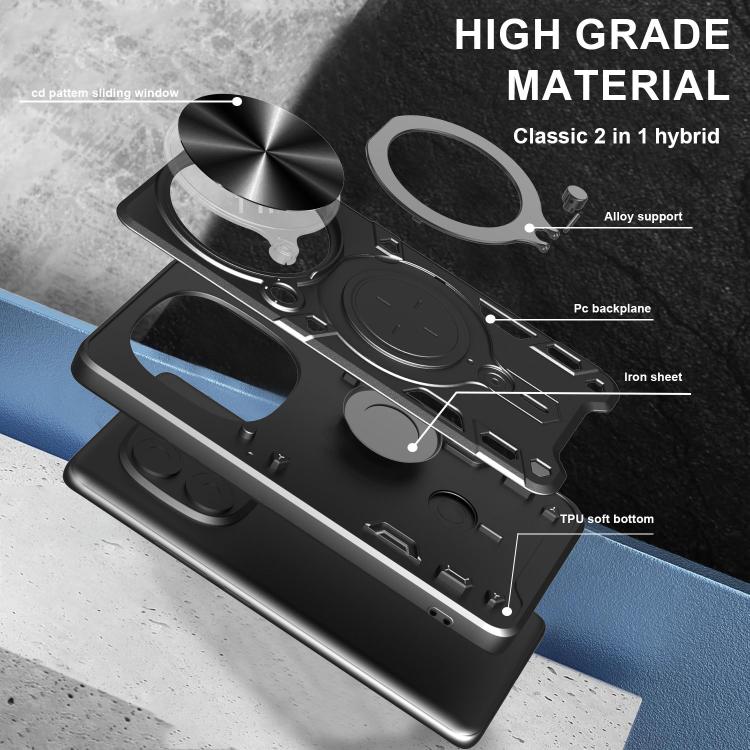 CD Texture Sliding Camshield Magnetic Holder Phone Case, For OPPO Find X8, For OPPO A3x 5G India / A3x 4G, For OPPO Reno12 F 5G Global, For OPPO A3 Pro 5G India, For OPPO Reno12 Pro 5G Global, For OPPO Reno12 5G Global, For OPPO Reno11 F 5G Global�����...