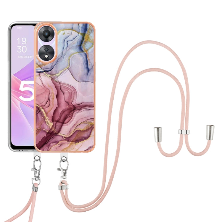 Electroplating Marble Dual-side IMD Phone Case with Lanyard, For OPPO Reno12 Pro Global, For OPPO Reno12 Global, For OPPO A60, For OPPO Reno11 F 5G Global, For OPPO Reno11 5G Global, For OPPO Reno11 Pro 5G Global, For OPPO A58 4G�����������������������...