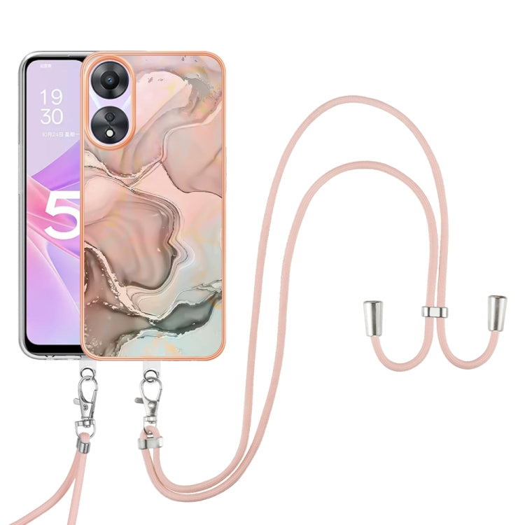 Electroplating Marble Dual-side IMD Phone Case with Lanyard, For OPPO Reno12 Pro Global, For OPPO Reno12 Global, For OPPO A60, For OPPO Reno11 F 5G Global, For OPPO Reno11 5G Global, For OPPO Reno11 Pro 5G Global, For OPPO A58 4G�����������������������...