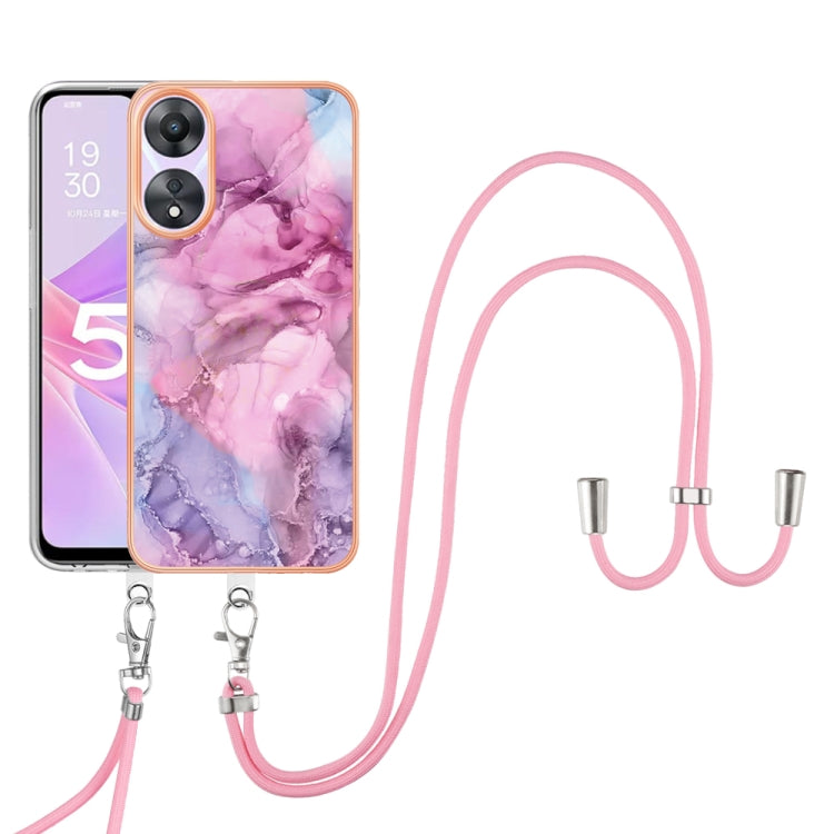 Electroplating Marble Dual-side IMD Phone Case with Lanyard, For OPPO Reno12 Pro Global, For OPPO Reno12 Global, For OPPO A60, For OPPO Reno11 F 5G Global, For OPPO Reno11 5G Global, For OPPO Reno11 Pro 5G Global, For OPPO A58 4G�����������������������...
