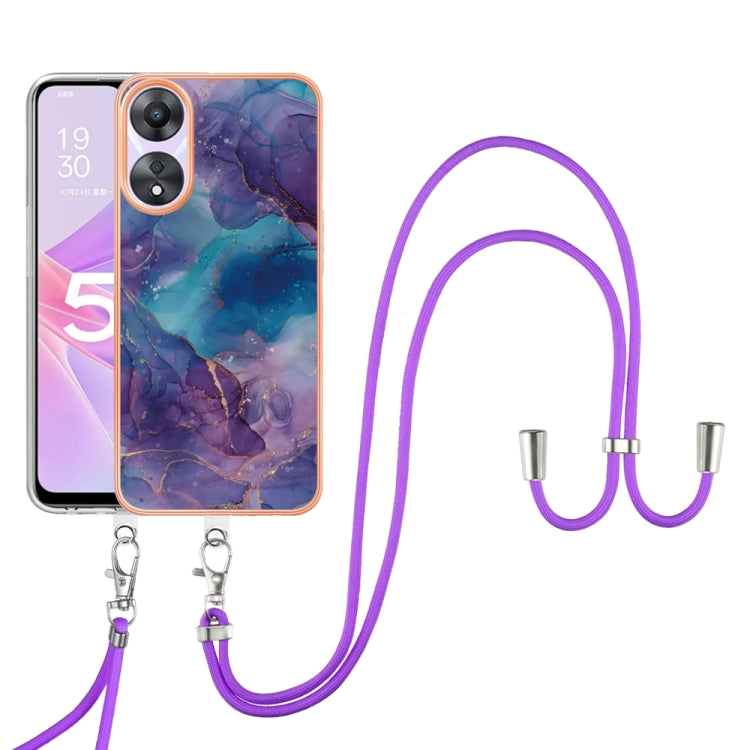 Electroplating Marble Dual-side IMD Phone Case with Lanyard, For OPPO Reno12 Pro Global, For OPPO Reno12 Global, For OPPO A60, For OPPO Reno11 F 5G Global, For OPPO Reno11 5G Global, For OPPO Reno11 Pro 5G Global, For OPPO A58 4G�����������������������...