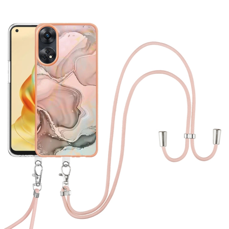 Electroplating Marble Dual-side IMD Phone Case with Lanyard, For OPPO Reno12 Pro Global, For OPPO Reno12 Global, For OPPO A60, For OPPO Reno11 F 5G Global, For OPPO Reno11 5G Global, For OPPO Reno11 Pro 5G Global, For OPPO A58 4G�����������������������...