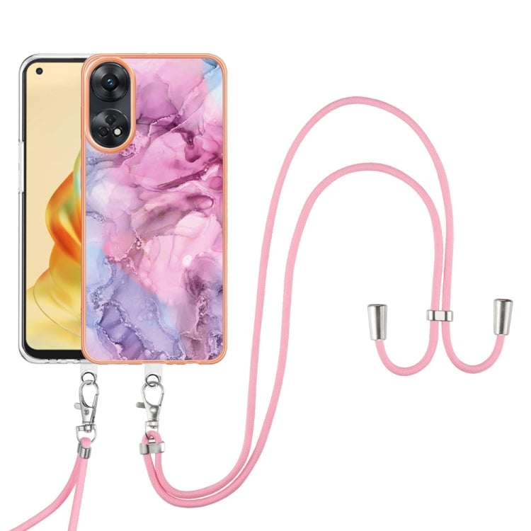 Electroplating Marble Dual-side IMD Phone Case with Lanyard, For OPPO Reno12 Pro Global, For OPPO Reno12 Global, For OPPO A60, For OPPO Reno11 F 5G Global, For OPPO Reno11 5G Global, For OPPO Reno11 Pro 5G Global, For OPPO A58 4G�����������������������...