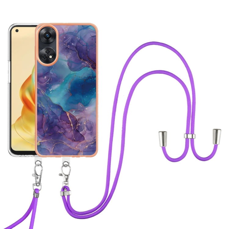 Electroplating Marble Dual-side IMD Phone Case with Lanyard, For OPPO Reno12 Pro Global, For OPPO Reno12 Global, For OPPO A60, For OPPO Reno11 F 5G Global, For OPPO Reno11 5G Global, For OPPO Reno11 Pro 5G Global, For OPPO A58 4G�����������������������...
