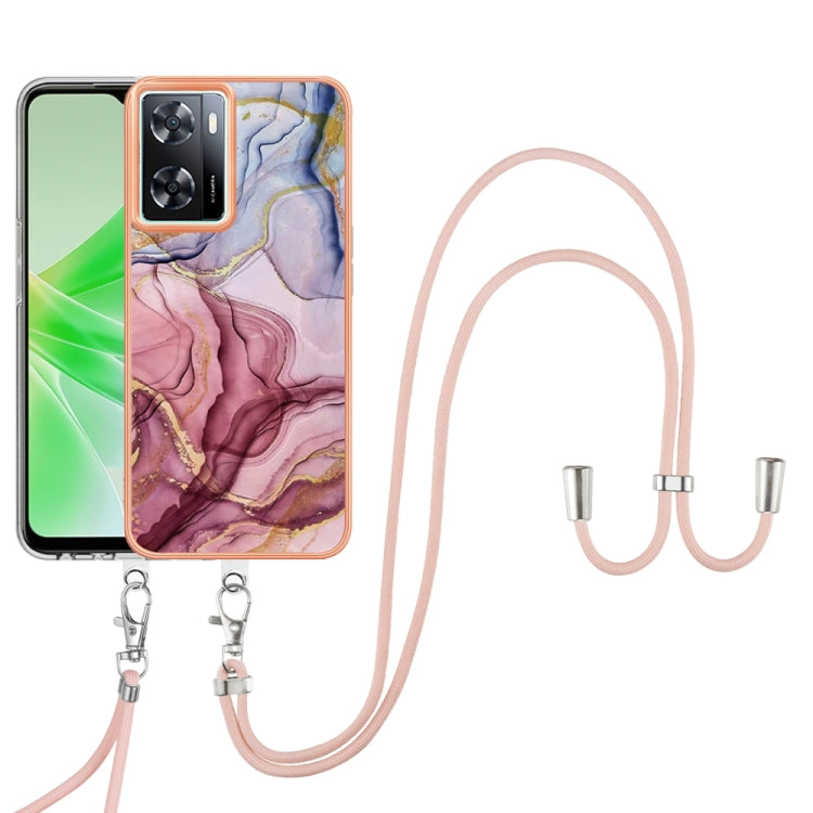 Electroplating Marble Dual-side IMD Phone Case with Lanyard, For OPPO Reno12 Pro Global, For OPPO Reno12 Global, For OPPO A60, For OPPO Reno11 F 5G Global, For OPPO Reno11 5G Global, For OPPO Reno11 Pro 5G Global, For OPPO A58 4G�����������������������...