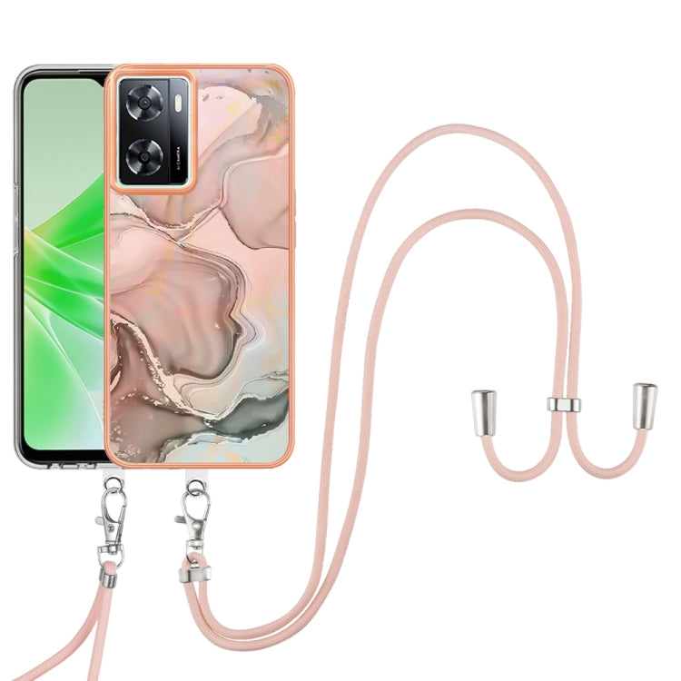 Electroplating Marble Dual-side IMD Phone Case with Lanyard, For OPPO Reno12 Pro Global, For OPPO Reno12 Global, For OPPO A60, For OPPO Reno11 F 5G Global, For OPPO Reno11 5G Global, For OPPO Reno11 Pro 5G Global, For OPPO A58 4G�����������������������...