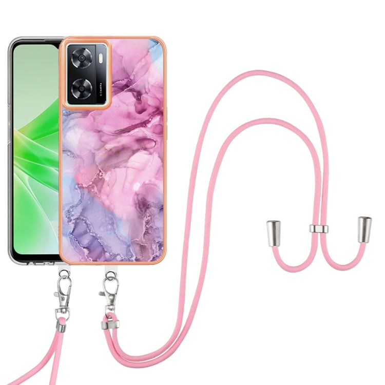 Electroplating Marble Dual-side IMD Phone Case with Lanyard, For OPPO Reno12 Pro Global, For OPPO Reno12 Global, For OPPO A60, For OPPO Reno11 F 5G Global, For OPPO Reno11 5G Global, For OPPO Reno11 Pro 5G Global, For OPPO A58 4G�����������������������...