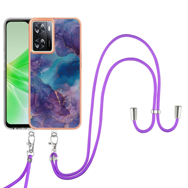 Electroplating Marble Dual-side IMD Phone Case with Lanyard, For OPPO Reno12 Pro Global, For OPPO Reno12 Global, For OPPO A60, For OPPO Reno11 F 5G Global, For OPPO Reno11 5G Global, For OPPO Reno11 Pro 5G Global, For OPPO A58 4G�����������������������...