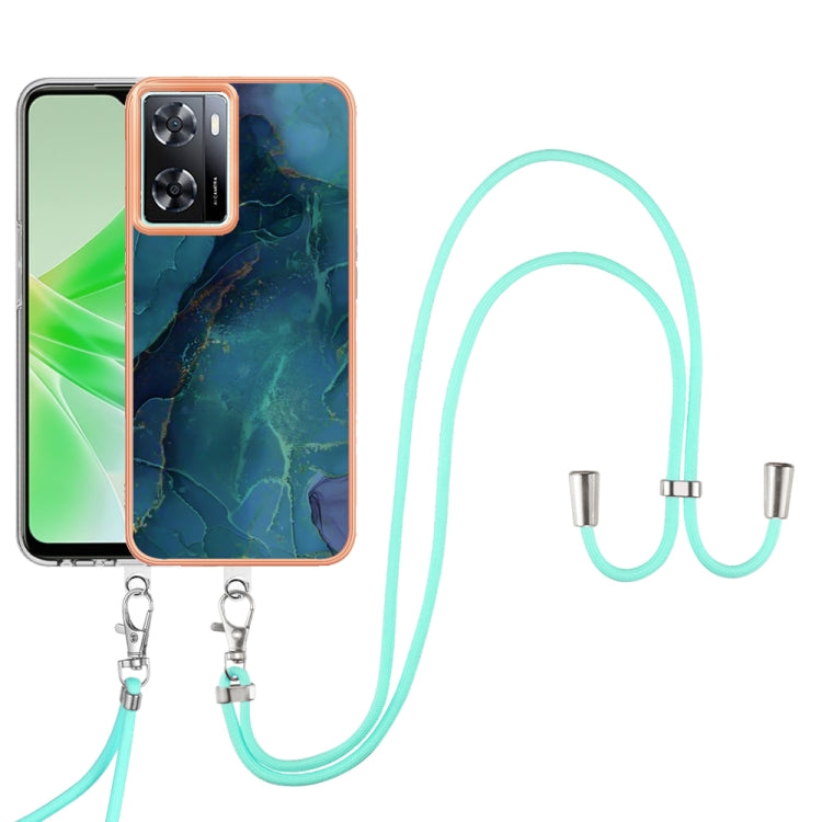 Electroplating Marble Dual-side IMD Phone Case with Lanyard, For OPPO Reno12 Pro Global, For OPPO Reno12 Global, For OPPO A60, For OPPO Reno11 F 5G Global, For OPPO Reno11 5G Global, For OPPO Reno11 Pro 5G Global, For OPPO A58 4G�����������������������...
