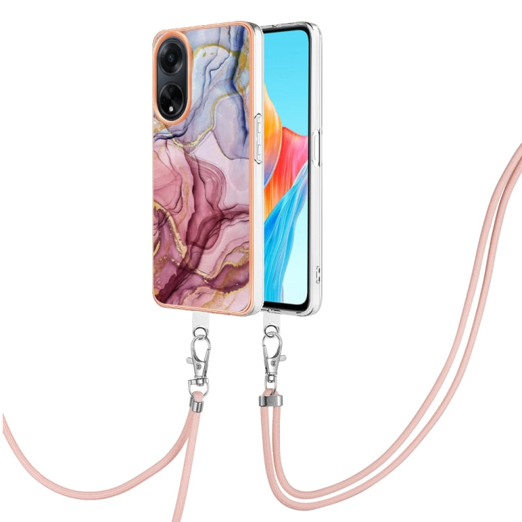 Electroplating Marble Dual-side IMD Phone Case with Lanyard, For OPPO Reno12 Pro Global, For OPPO Reno12 Global, For OPPO A60, For OPPO Reno11 F 5G Global, For OPPO Reno11 5G Global, For OPPO Reno11 Pro 5G Global, For OPPO A58 4G�����������������������...