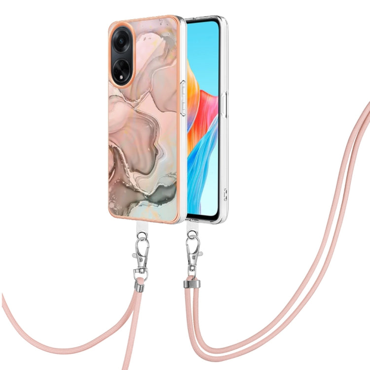 Electroplating Marble Dual-side IMD Phone Case with Lanyard, For OPPO Reno12 Pro Global, For OPPO Reno12 Global, For OPPO A60, For OPPO Reno11 F 5G Global, For OPPO Reno11 5G Global, For OPPO Reno11 Pro 5G Global, For OPPO A58 4G�����������������������...