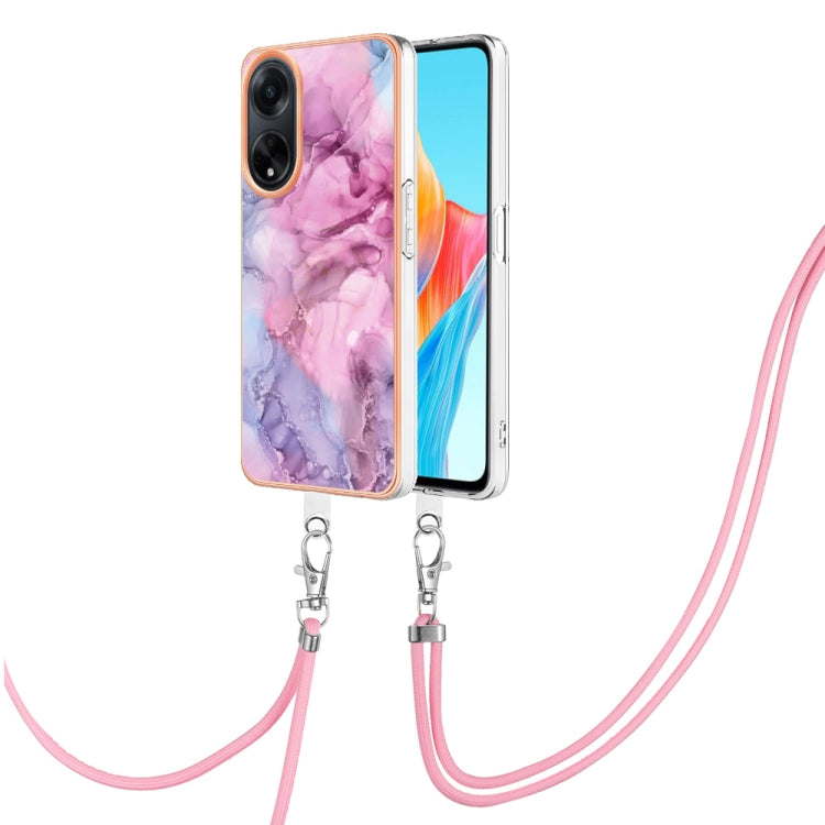 Electroplating Marble Dual-side IMD Phone Case with Lanyard, For OPPO Reno12 Pro Global, For OPPO Reno12 Global, For OPPO A60, For OPPO Reno11 F 5G Global, For OPPO Reno11 5G Global, For OPPO Reno11 Pro 5G Global, For OPPO A58 4G�����������������������...