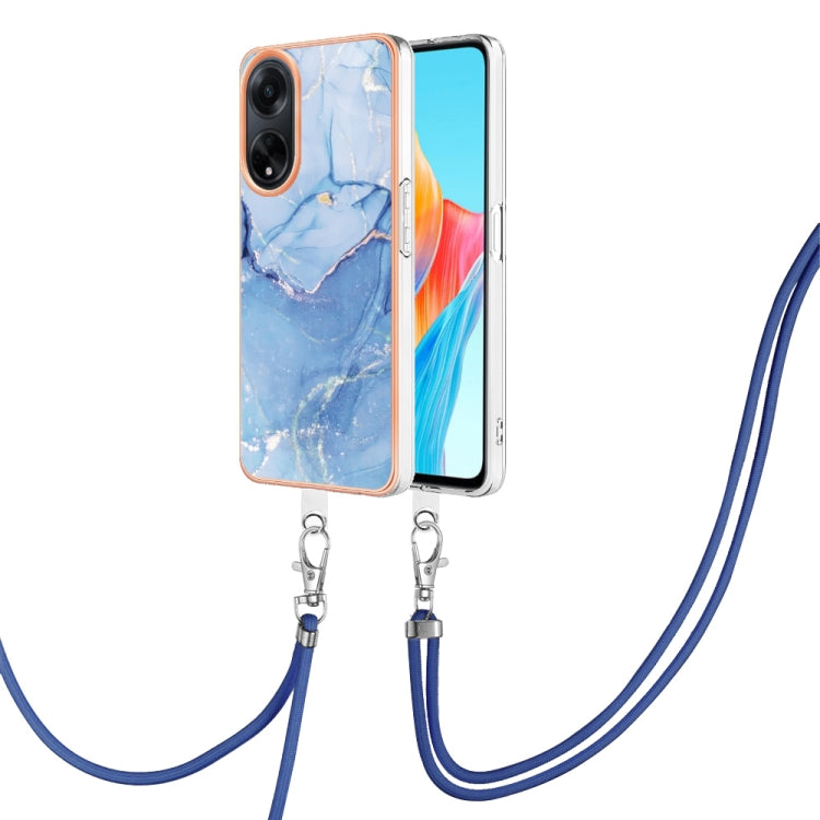 Electroplating Marble Dual-side IMD Phone Case with Lanyard, For OPPO Reno12 Pro Global, For OPPO Reno12 Global, For OPPO A60, For OPPO Reno11 F 5G Global, For OPPO Reno11 5G Global, For OPPO Reno11 Pro 5G Global, For OPPO A58 4G�����������������������...