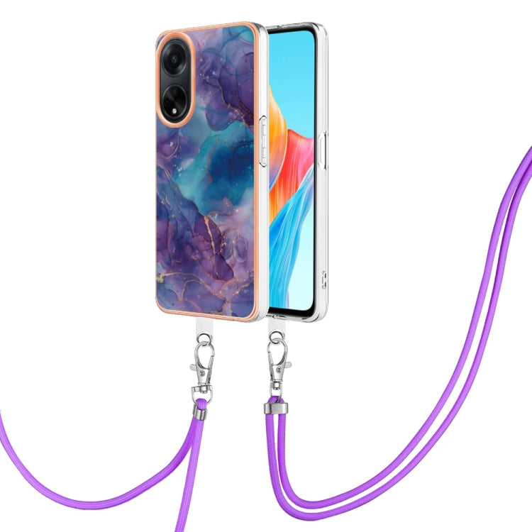 Electroplating Marble Dual-side IMD Phone Case with Lanyard, For OPPO Reno12 Pro Global, For OPPO Reno12 Global, For OPPO A60, For OPPO Reno11 F 5G Global, For OPPO Reno11 5G Global, For OPPO Reno11 Pro 5G Global, For OPPO A58 4G�����������������������...