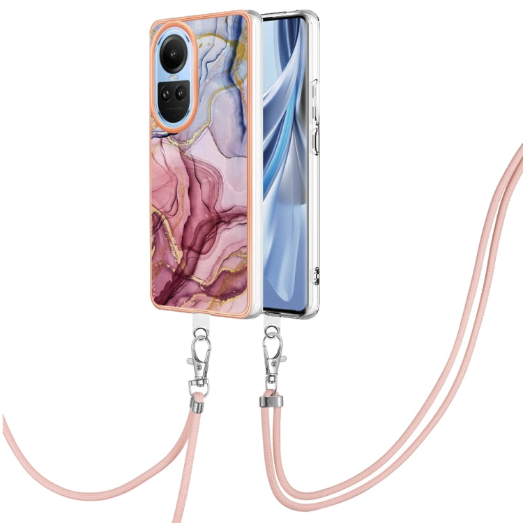 Electroplating Marble Dual-side IMD Phone Case with Lanyard, For OPPO Reno12 Pro Global, For OPPO Reno12 Global, For OPPO A60, For OPPO Reno11 F 5G Global, For OPPO Reno11 5G Global, For OPPO Reno11 Pro 5G Global, For OPPO A58 4G�����������������������...