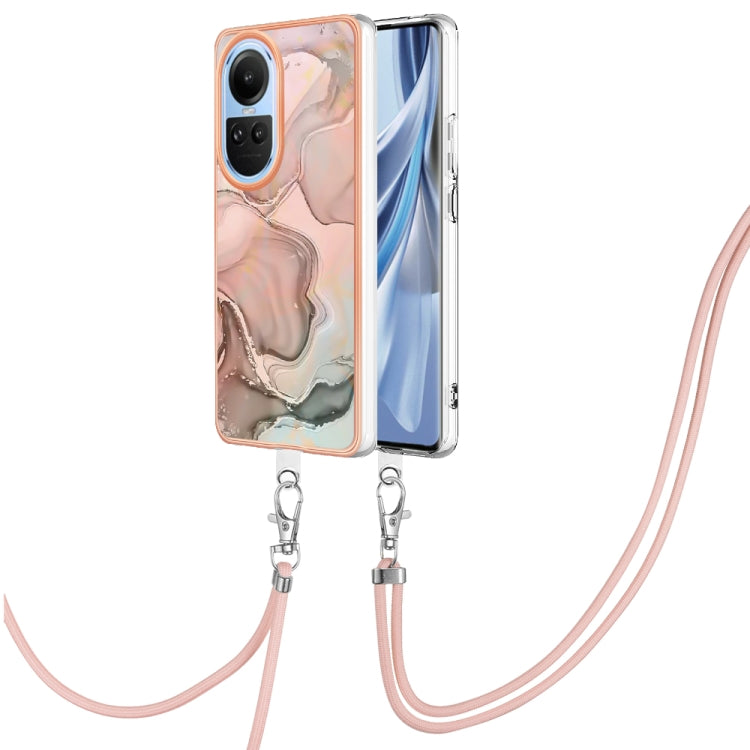 Electroplating Marble Dual-side IMD Phone Case with Lanyard, For OPPO Reno12 Pro Global, For OPPO Reno12 Global, For OPPO A60, For OPPO Reno11 F 5G Global, For OPPO Reno11 5G Global, For OPPO Reno11 Pro 5G Global, For OPPO A58 4G�����������������������...