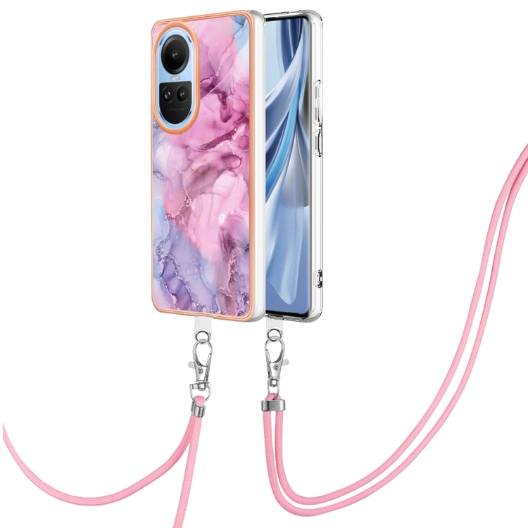 Electroplating Marble Dual-side IMD Phone Case with Lanyard, For OPPO Reno12 Pro Global, For OPPO Reno12 Global, For OPPO A60, For OPPO Reno11 F 5G Global, For OPPO Reno11 5G Global, For OPPO Reno11 Pro 5G Global, For OPPO A58 4G�����������������������...