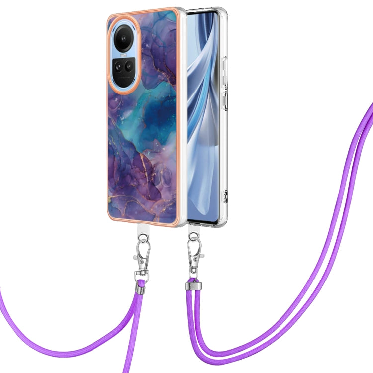 Electroplating Marble Dual-side IMD Phone Case with Lanyard, For OPPO Reno12 Pro Global, For OPPO Reno12 Global, For OPPO A60, For OPPO Reno11 F 5G Global, For OPPO Reno11 5G Global, For OPPO Reno11 Pro 5G Global, For OPPO A58 4G�����������������������...