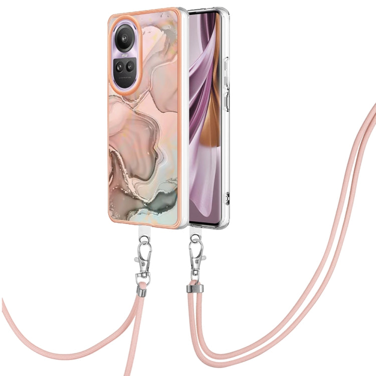 Electroplating Marble Dual-side IMD Phone Case with Lanyard, For OPPO Reno12 Pro Global, For OPPO Reno12 Global, For OPPO A60, For OPPO Reno11 F 5G Global, For OPPO Reno11 5G Global, For OPPO Reno11 Pro 5G Global, For OPPO A58 4G�����������������������...