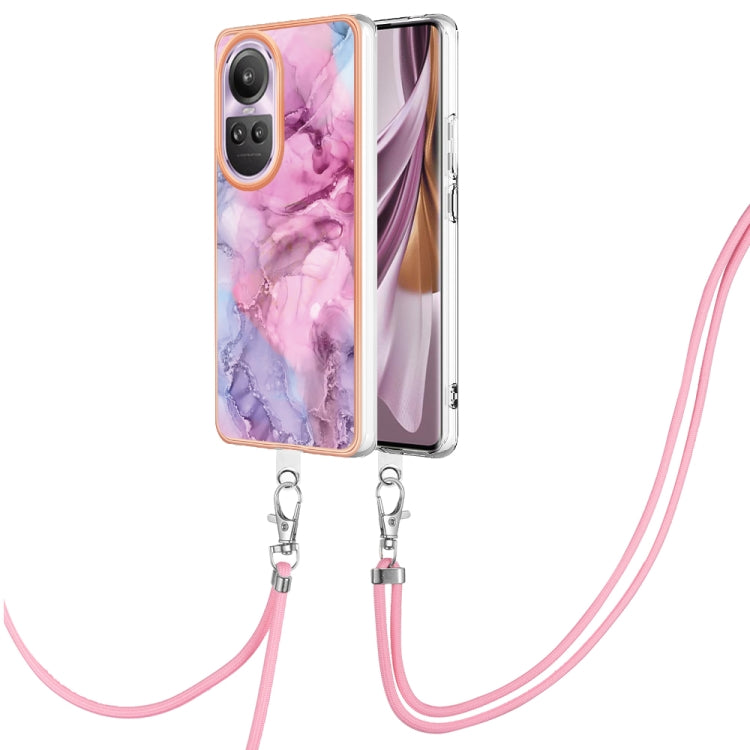 Electroplating Marble Dual-side IMD Phone Case with Lanyard, For OPPO Reno12 Pro Global, For OPPO Reno12 Global, For OPPO A60, For OPPO Reno11 F 5G Global, For OPPO Reno11 5G Global, For OPPO Reno11 Pro 5G Global, For OPPO A58 4G�����������������������...