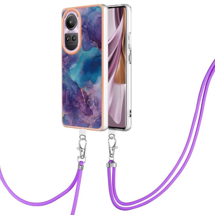 Electroplating Marble Dual-side IMD Phone Case with Lanyard, For OPPO Reno12 Pro Global, For OPPO Reno12 Global, For OPPO A60, For OPPO Reno11 F 5G Global, For OPPO Reno11 5G Global, For OPPO Reno11 Pro 5G Global, For OPPO A58 4G�����������������������...