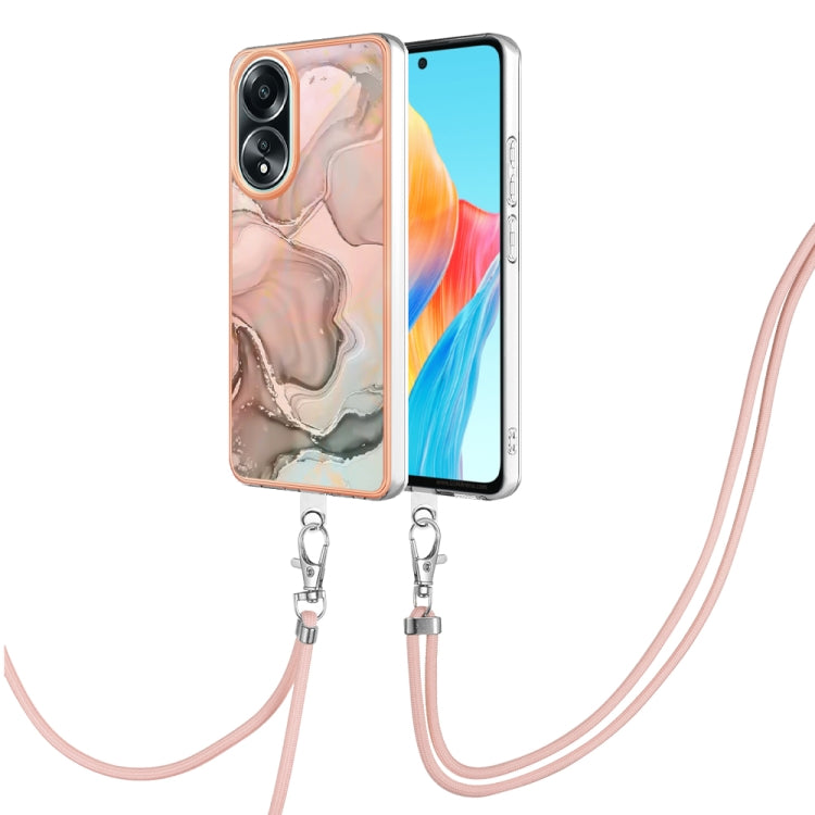 Electroplating Marble Dual-side IMD Phone Case with Lanyard, For OPPO Reno12 Pro Global, For OPPO Reno12 Global, For OPPO A60, For OPPO Reno11 F 5G Global, For OPPO Reno11 5G Global, For OPPO Reno11 Pro 5G Global, For OPPO A58 4G�����������������������...