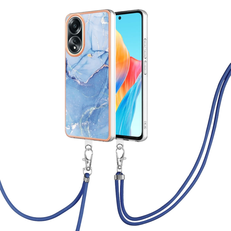 Electroplating Marble Dual-side IMD Phone Case with Lanyard, For OPPO Reno12 Pro Global, For OPPO Reno12 Global, For OPPO A60, For OPPO Reno11 F 5G Global, For OPPO Reno11 5G Global, For OPPO Reno11 Pro 5G Global, For OPPO A58 4G�����������������������...