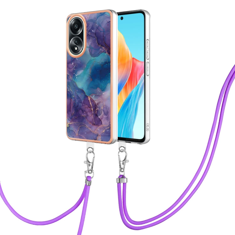 Electroplating Marble Dual-side IMD Phone Case with Lanyard, For OPPO Reno12 Pro Global, For OPPO Reno12 Global, For OPPO A60, For OPPO Reno11 F 5G Global, For OPPO Reno11 5G Global, For OPPO Reno11 Pro 5G Global, For OPPO A58 4G�����������������������...