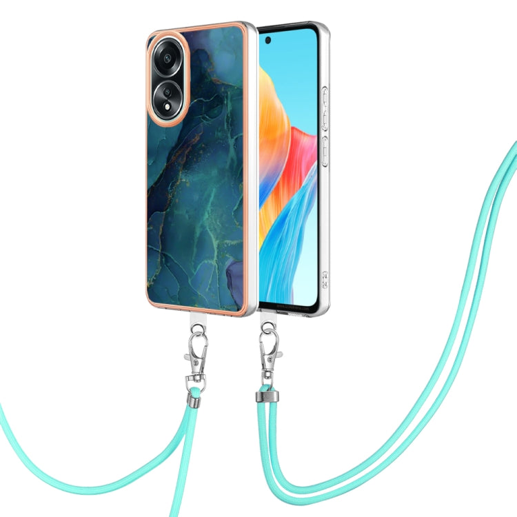 Electroplating Marble Dual-side IMD Phone Case with Lanyard, For OPPO Reno12 Pro Global, For OPPO Reno12 Global, For OPPO A60, For OPPO Reno11 F 5G Global, For OPPO Reno11 5G Global, For OPPO Reno11 Pro 5G Global, For OPPO A58 4G�����������������������...