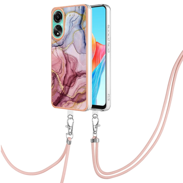 Electroplating Marble Dual-side IMD Phone Case with Lanyard, For OPPO Reno12 Pro Global, For OPPO Reno12 Global, For OPPO A60, For OPPO Reno11 F 5G Global, For OPPO Reno11 5G Global, For OPPO Reno11 Pro 5G Global, For OPPO A58 4G�����������������������...