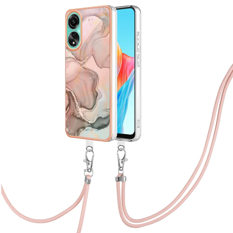 Electroplating Marble Dual-side IMD Phone Case with Lanyard, For OPPO Reno12 Pro Global, For OPPO Reno12 Global, For OPPO A60, For OPPO Reno11 F 5G Global, For OPPO Reno11 5G Global, For OPPO Reno11 Pro 5G Global, For OPPO A58 4G�����������������������...