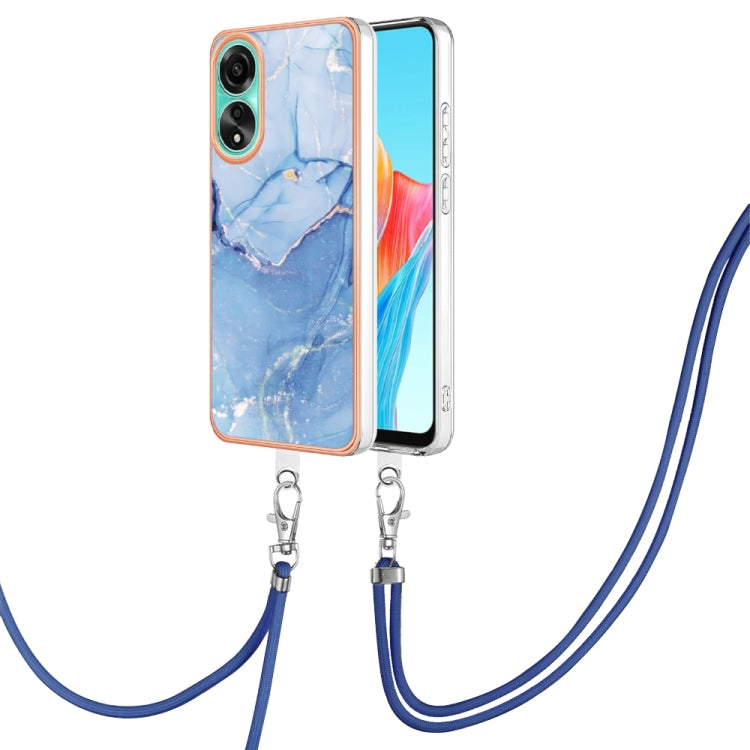 Electroplating Marble Dual-side IMD Phone Case with Lanyard, For OPPO Reno12 Pro Global, For OPPO Reno12 Global, For OPPO A60, For OPPO Reno11 F 5G Global, For OPPO Reno11 5G Global, For OPPO Reno11 Pro 5G Global, For OPPO A58 4G�����������������������...
