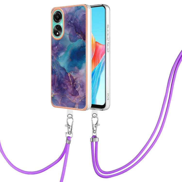 Electroplating Marble Dual-side IMD Phone Case with Lanyard, For OPPO Reno12 Pro Global, For OPPO Reno12 Global, For OPPO A60, For OPPO Reno11 F 5G Global, For OPPO Reno11 5G Global, For OPPO Reno11 Pro 5G Global, For OPPO A58 4G�����������������������...