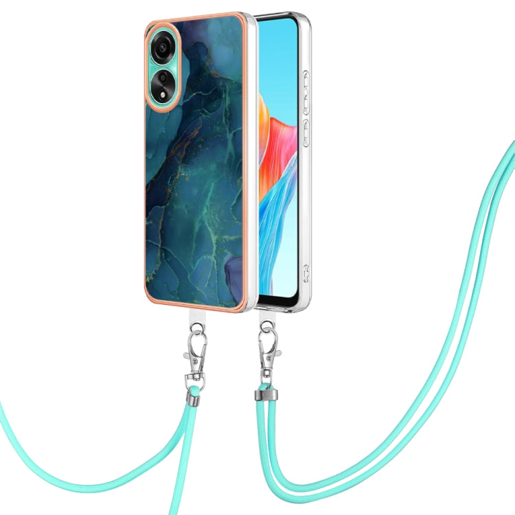 Electroplating Marble Dual-side IMD Phone Case with Lanyard, For OPPO Reno12 Pro Global, For OPPO Reno12 Global, For OPPO A60, For OPPO Reno11 F 5G Global, For OPPO Reno11 5G Global, For OPPO Reno11 Pro 5G Global, For OPPO A58 4G�����������������������...