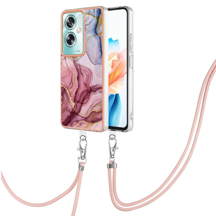 Electroplating Marble Dual-side IMD Phone Case with Lanyard, For OPPO A79 5G Global