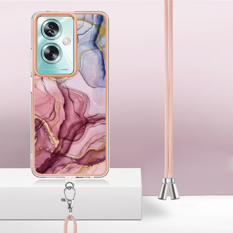 Electroplating Marble Dual-side IMD Phone Case with Lanyard, For OPPO A79 5G Global