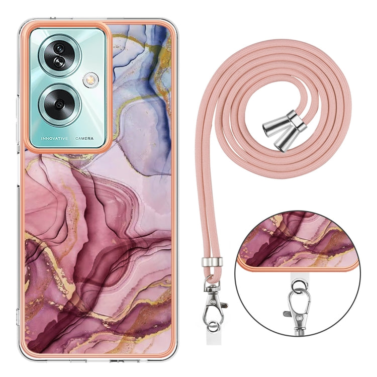 Electroplating Marble Dual-side IMD Phone Case with Lanyard, For OPPO A79 5G Global