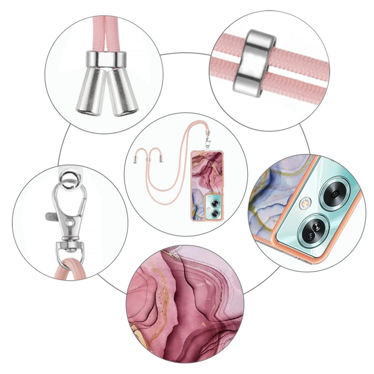 Electroplating Marble Dual-side IMD Phone Case with Lanyard, For OPPO A79 5G Global