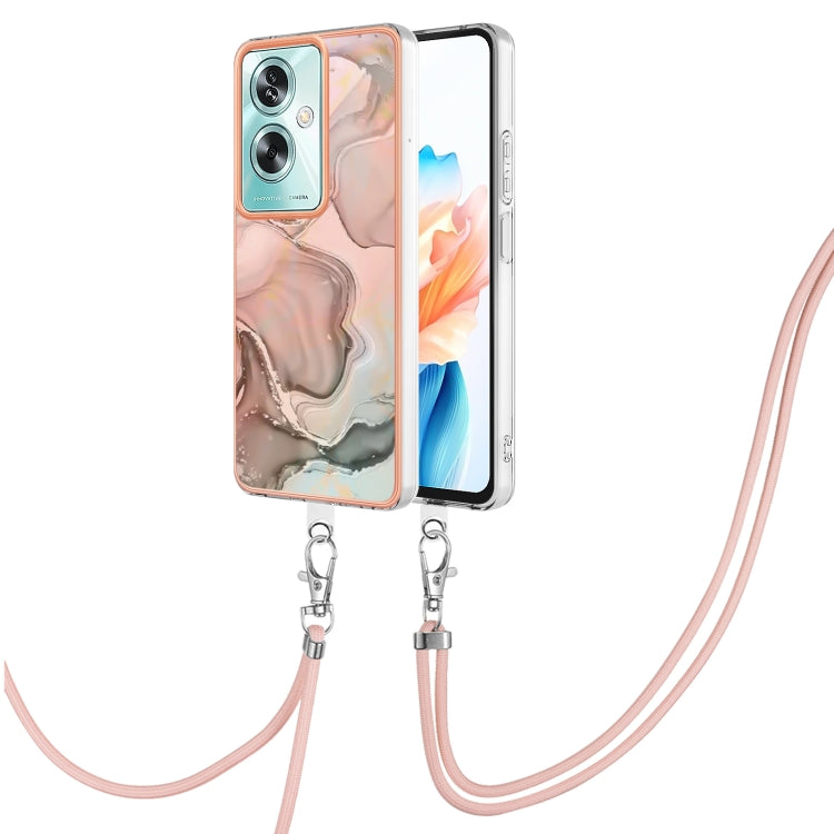 Electroplating Marble Dual-side IMD Phone Case with Lanyard, For OPPO A79 5G Global